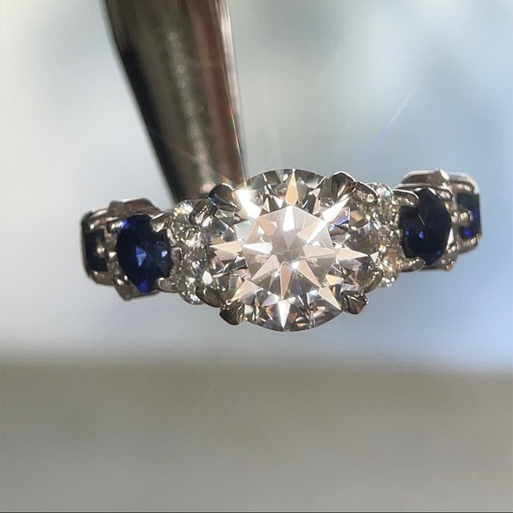 3ct+ Moissanite & Sapphire Ring - Picture 11 of 17